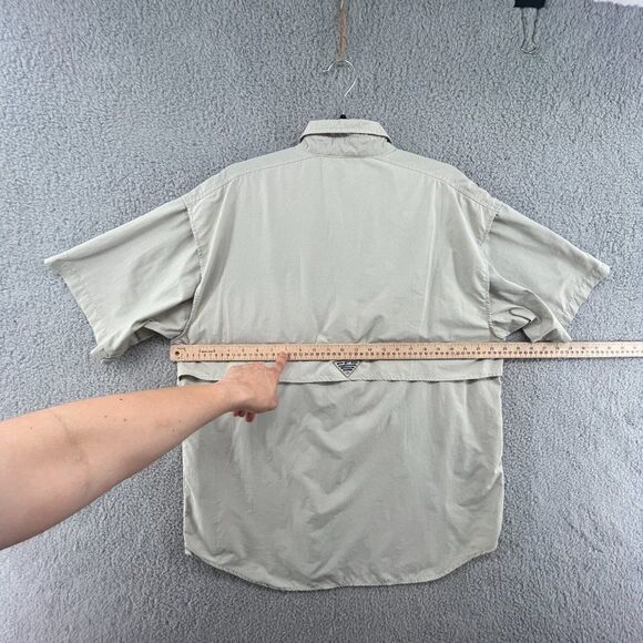 Columbia PFG Mens Size Medium Fishing Shirt Beige Vented Short Sleeve Vintage - Picture 12 of 14